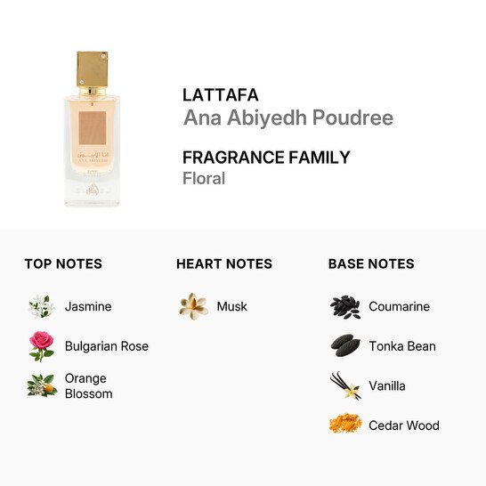 Lattafa ANA ABIYEDH POUDREE perfume Unissex 60ml