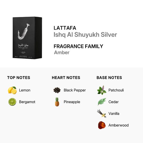 Ishq Al Shuyukh Silver Lattafa Perfumes unissexo - 100ml