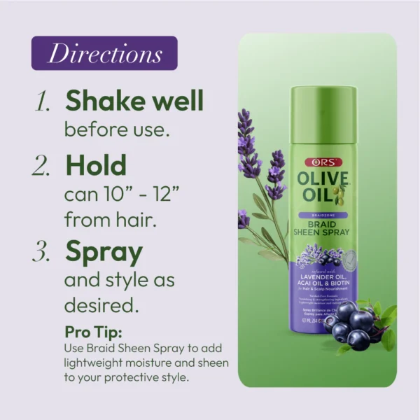 ORS Olive Oil Braidzone Braid Sheen Spray for Hair & Scalp Nourishment (10.0 OZ)