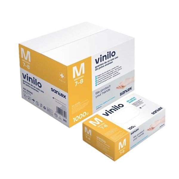 Santex Luvas Vinilo Transp, S/Pó Tam, M 100unid,